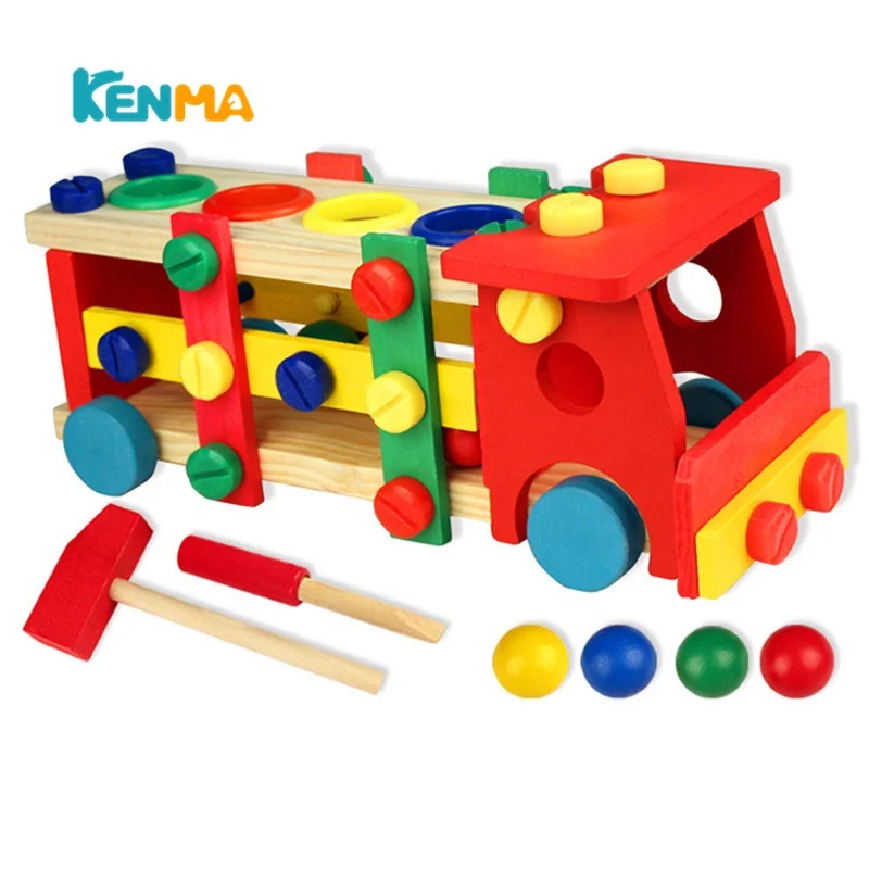 Kids Take Apart Wooden Bus  Wooden Hammer and Ball STEM Developmental Fun Learning Montessori Toys