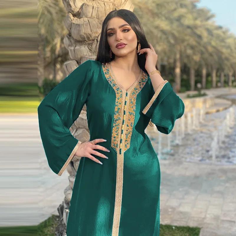 New Maxi Model Abaya Embroidery Islamic Clothing Women  Abayas Dress Manufacturer