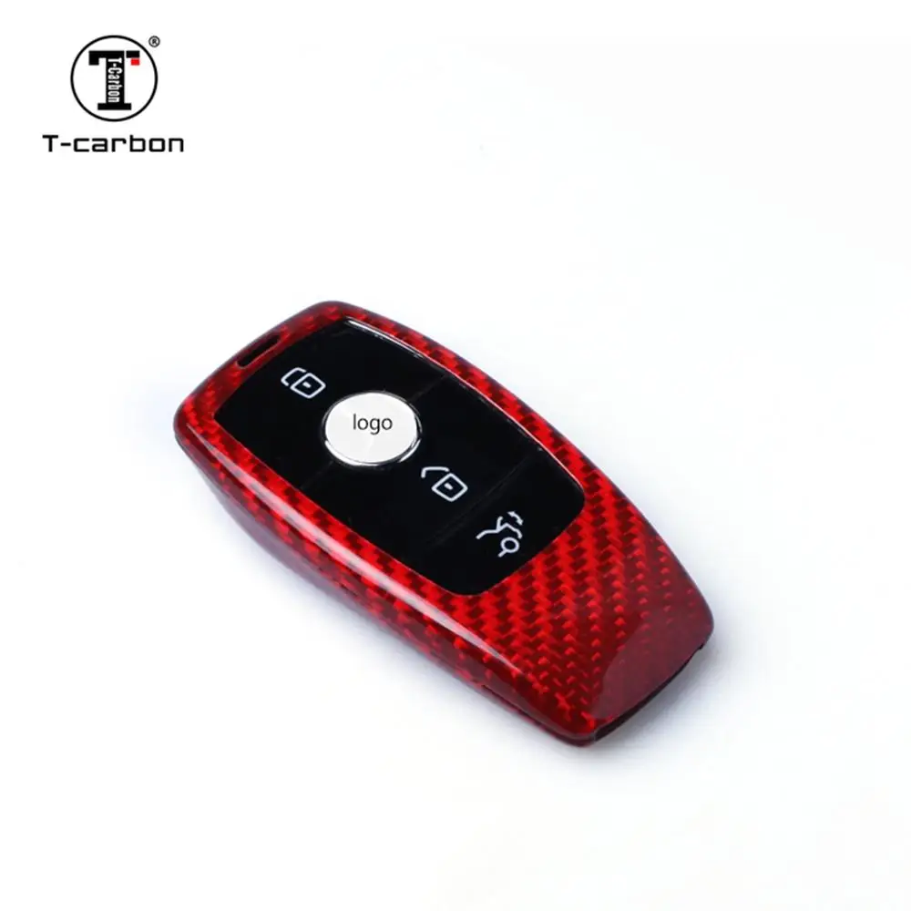 T-carbon Glass Fiber Key Fob Cover  Fit For  Mercedes Benz C class E class new Car Key Case Parts