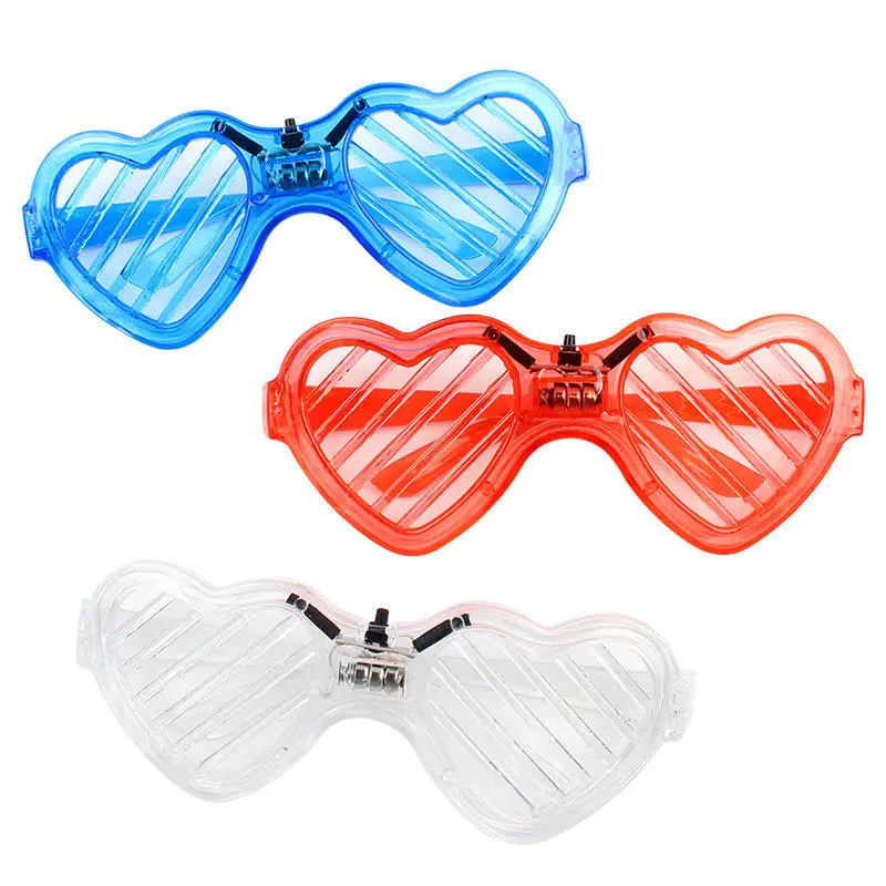High Quality Wholesale Party Supplies Heart Shape Led Glowing Luminous Glasses With 3 Light Modes