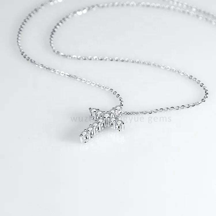 Fashion Design 925 Silver Cross Pendant ,moissanite Diamond Pendant Necklace Moissanite Custom Jewelry