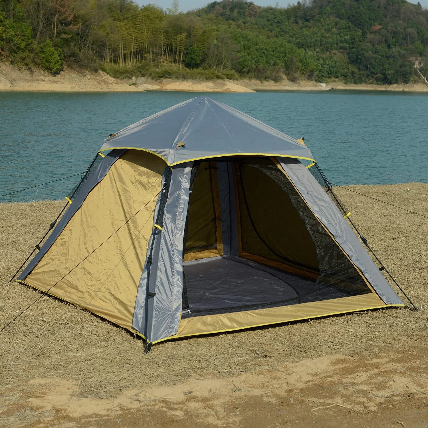 3-4 Person Instant Automatic Family Camping Tent Quick Set Up Tent for Beach Traveling Hiking  Mountaineering Outdoor Activities