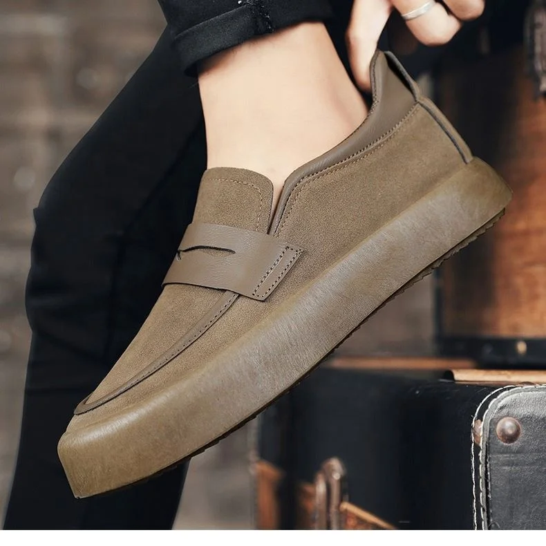 2025 Mens Top One Foot Loafers With Wide Feet Soft Sole Black Business Casual Leather Shoes For Driving
