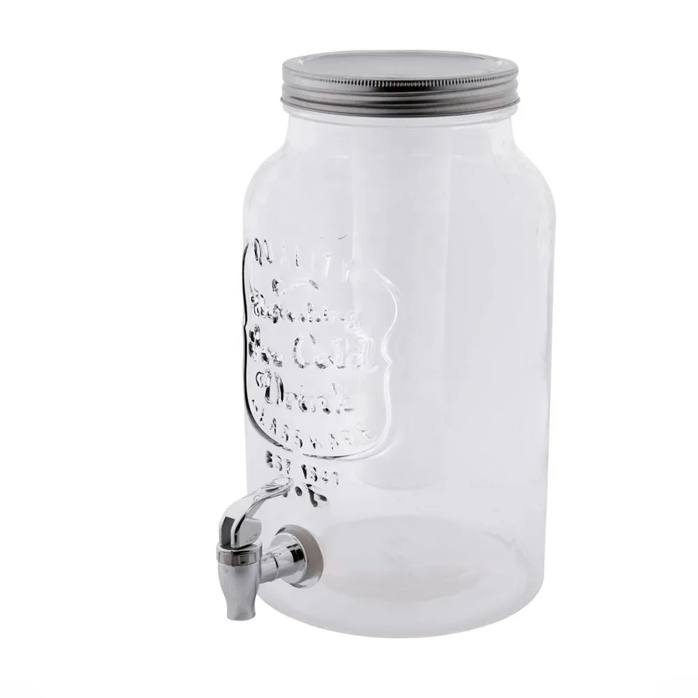 Kitchen Liquid Cold Tea Fruit Juce Beverage Liquor Coffee Water Glass Dispensers with infuser and cooling stick and tap