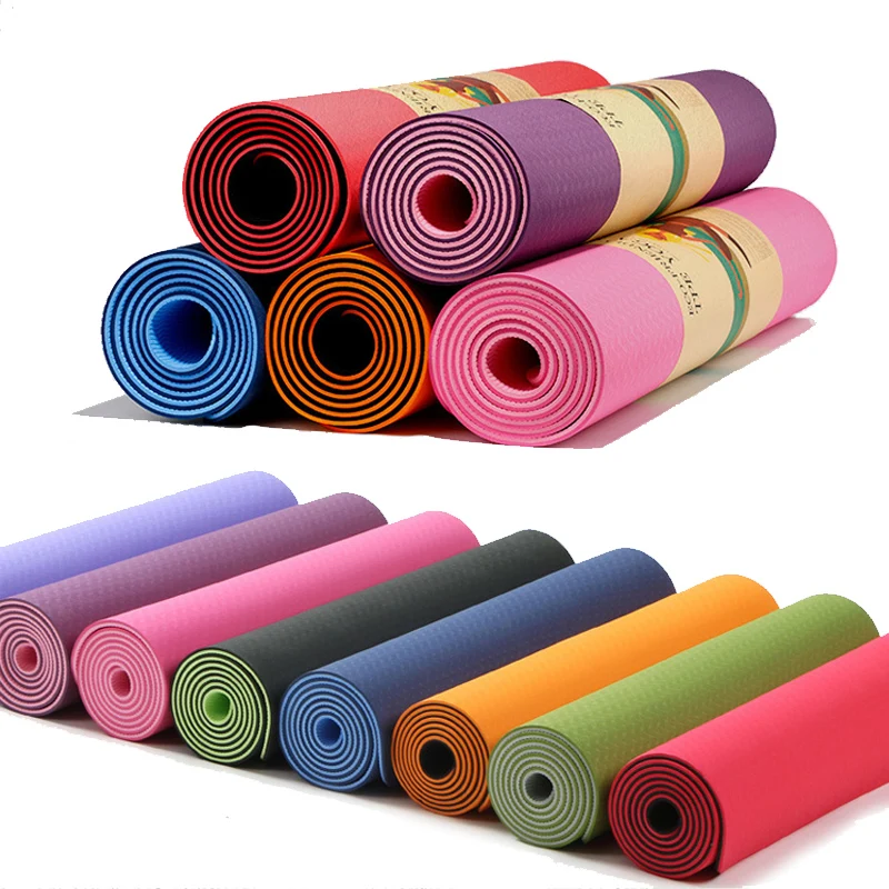 Sansd Manufacturer Eco-fridenly Yoga Pilates 4/6/8/10mm Opp Bag Purple Pink Blue Red Black 183cm No-slip Tpe Yoga Mat