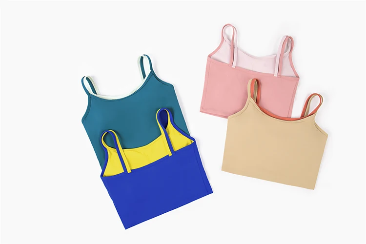 Hit Color Workout Exercise Gym Crop Top Bra Women Bare Second Skin Feel Sport Yoga Fitness Bras Top