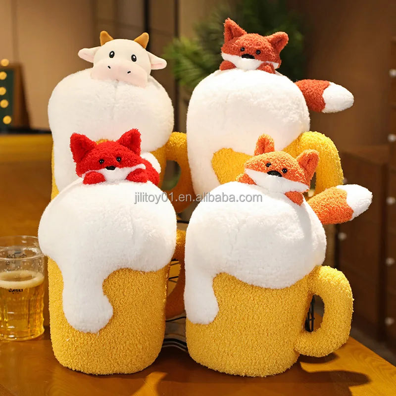 dropshipping 2022 beer design cow plush toy pillow best seller custom stuffed animal wholesalers