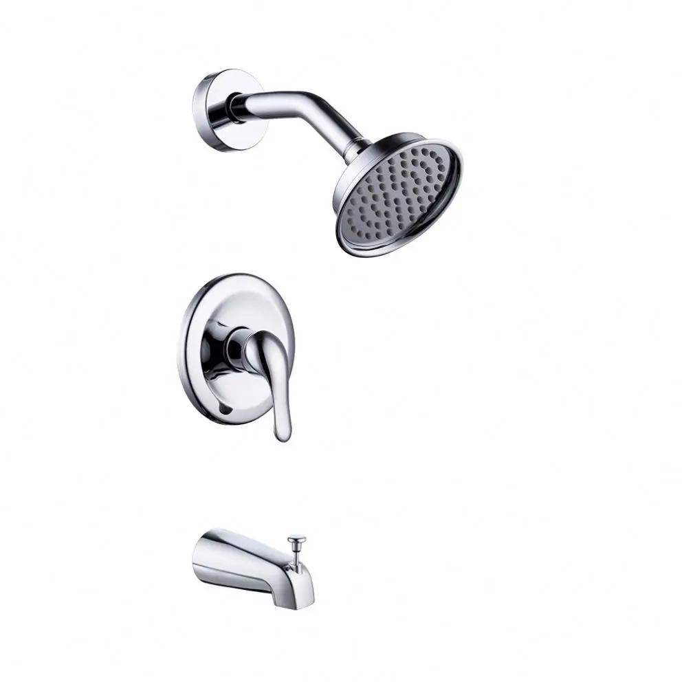 OMIDA Pressure Balance Shower Valve Combo Complete Kit Bath and Shower Faucet Set Brass Antiscald Valve with Diverter Tub Spout