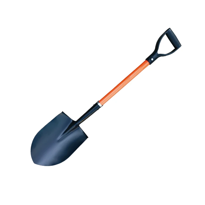 High Quality Hand Tools D-Grip 1020mm Garden Digging Shovel Spade Round Point Shovel with Fiberglass Handle