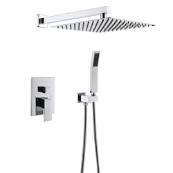 Wall Mounted 3 hole waterfall Bathtub Taps black shower set with Hand Shower