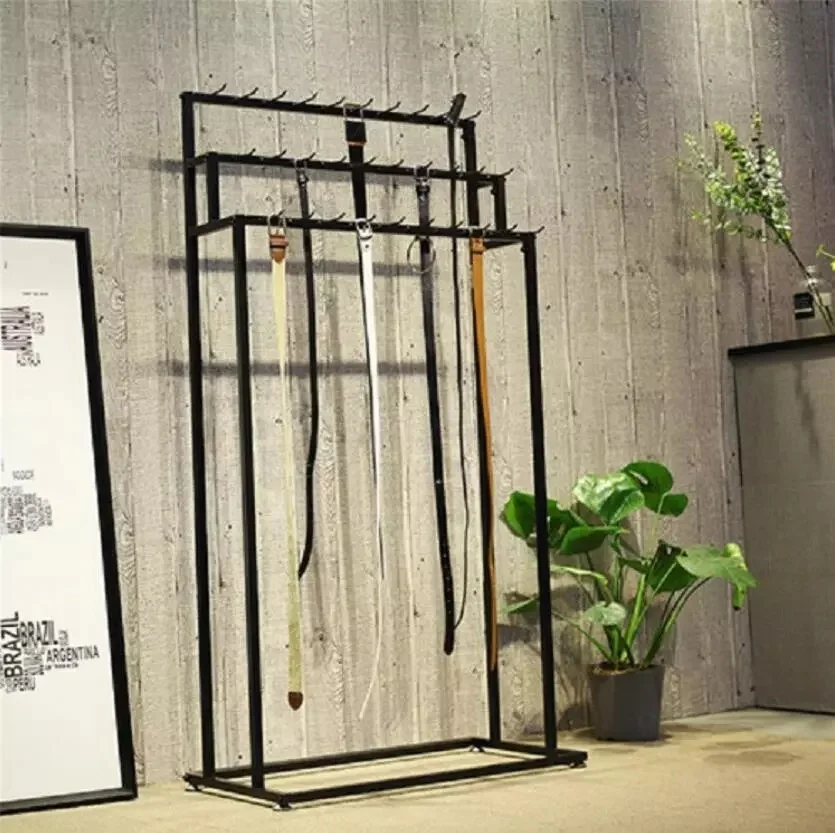 Wholesale Clothing Store Men Genuine Leather Belts Metal Display Rack Silk Ties Accessories Display Stand