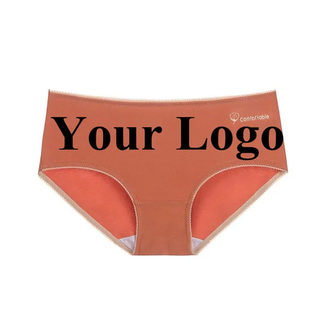 Хлопковые трусики для девочек с индивидуальным логотипом, женское Бесшовное нижнее белье большого размера
