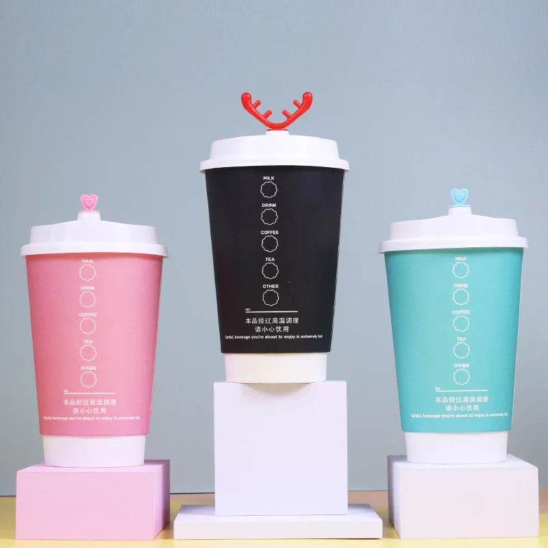 High Quality Kraft Paper Pink Double Wall Coffee  Cup disposable Hot Water Beverage  Paper Cup  for Party Cheap Price In Bulk