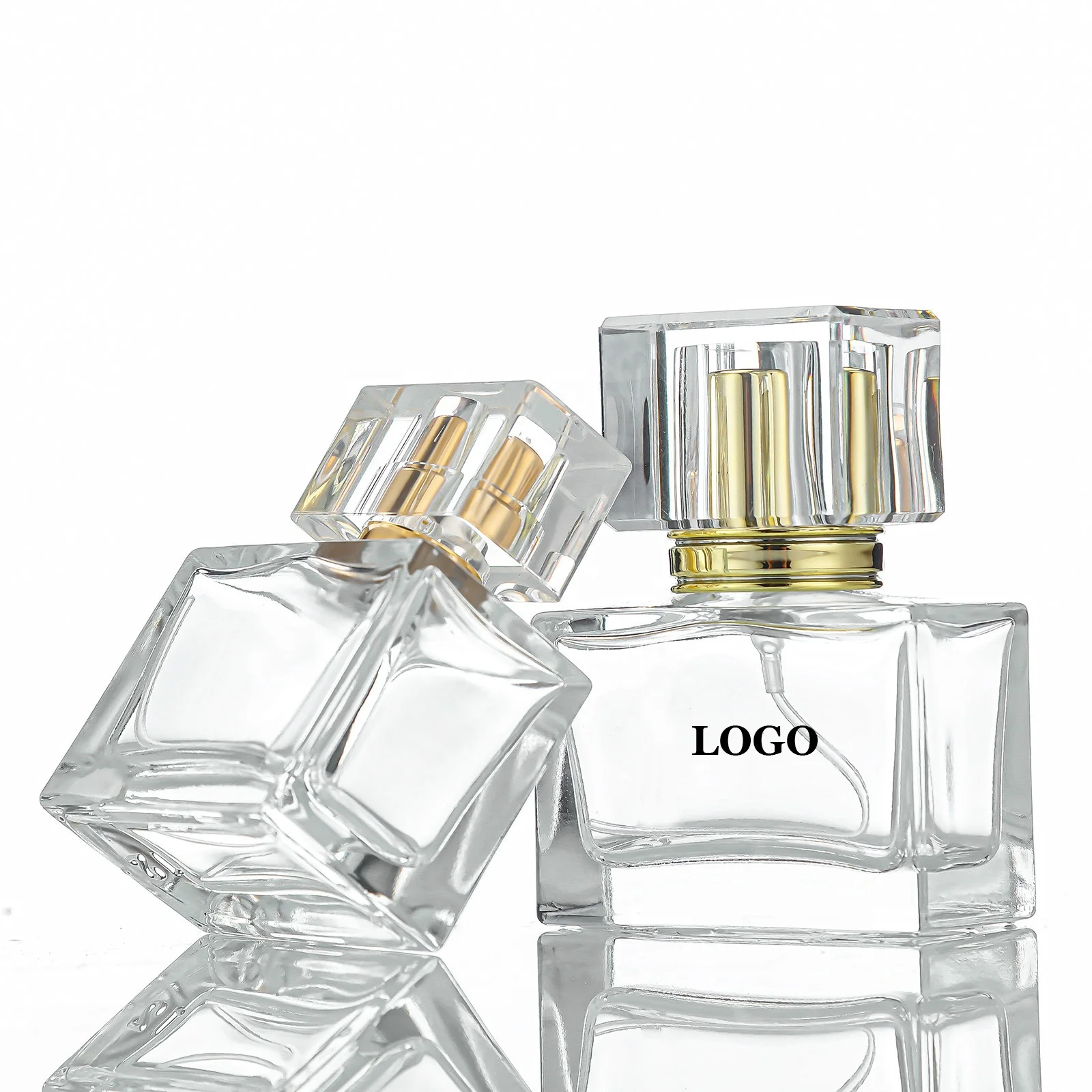 Custom Parfum Luxury Perfume Spray Bottles 50 Ml Rectangle Square Empty Glass Perfume Bottle With Gift Box