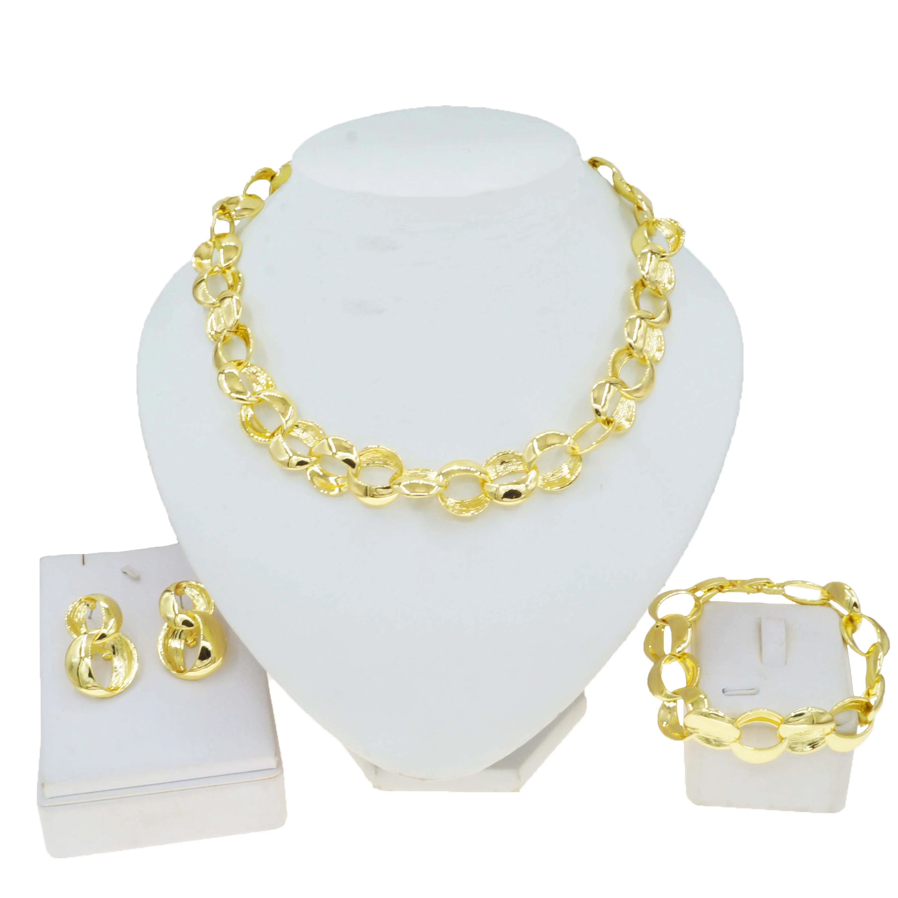 Zhuerrui Hot Selling Gold Jewelry Sets Cheap Plate Necklace Bracelet Jewelry Set Simple Bridal Pendant Accessories HV21093033