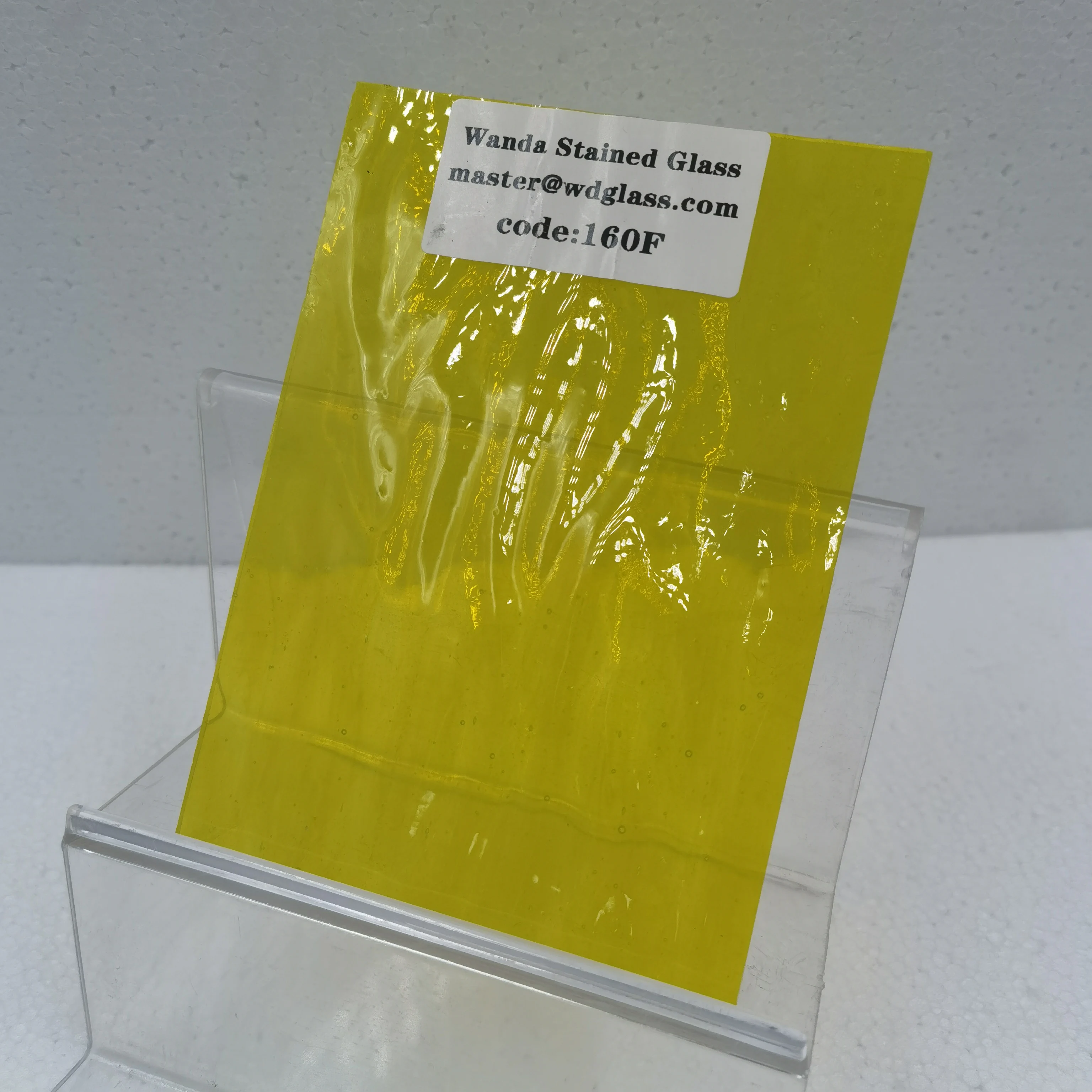 WANDIOR Jiangsu Factory Store 3mm Lemon Yellow Transparent Pattern Stained Glass Sheet