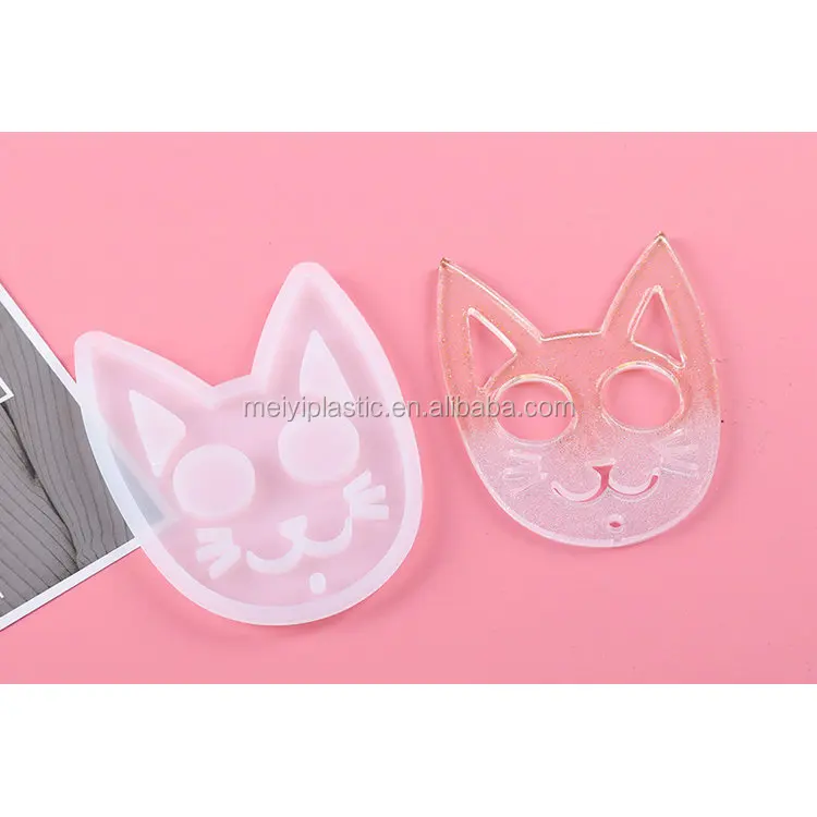 DIY cat design self defense keychain pendant epoxy mold silicone resin mold