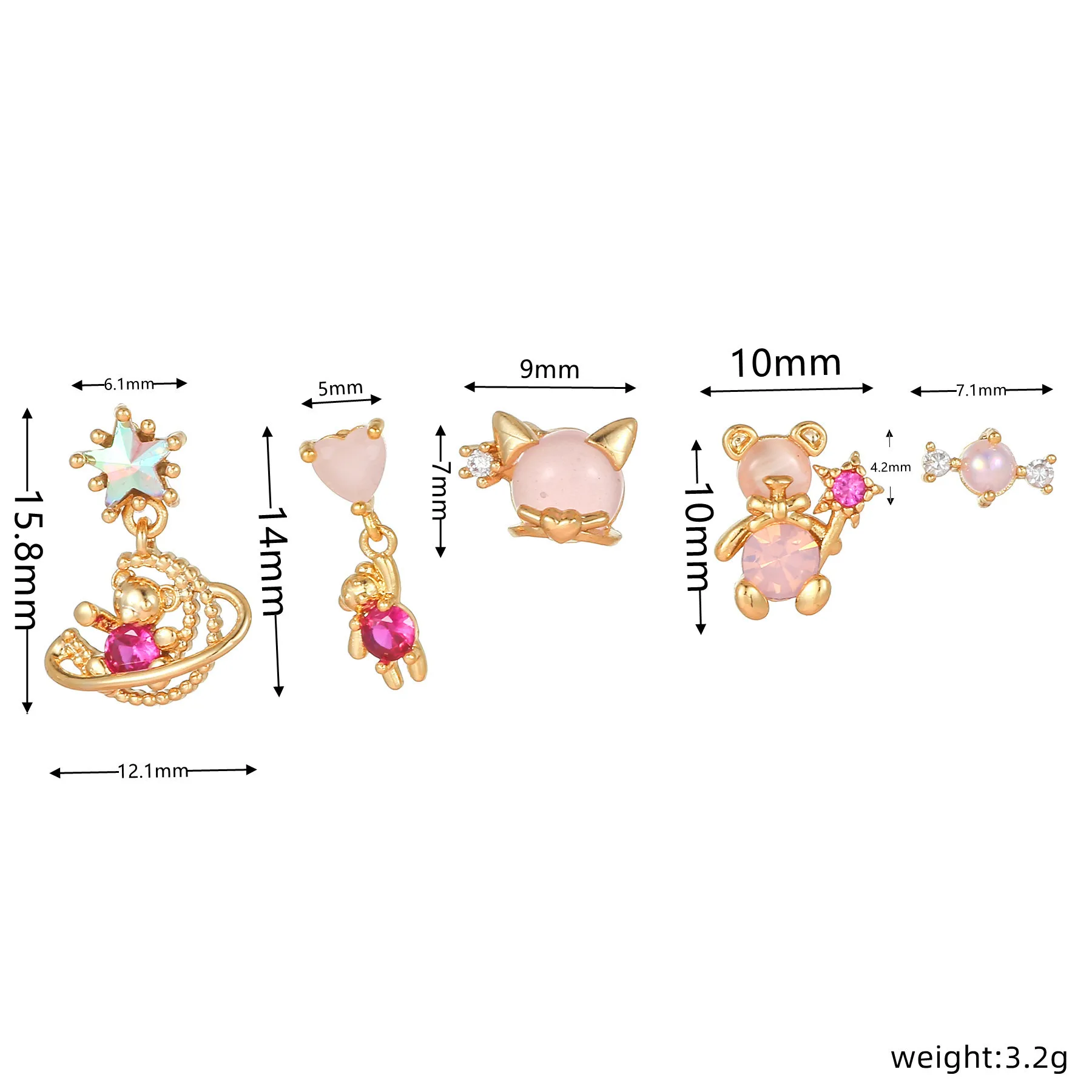 Hypoallergenic Fashion gold plated jewelry 925 sterling silver earring girls cute bear earrings wholesale