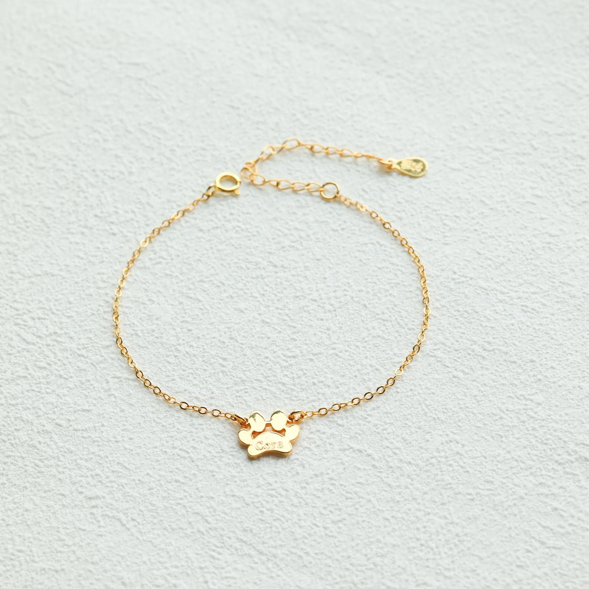 925 Sterling Silver Custom Paw Print Name Bracelet Minimalist Paw Bracelets Women Dropshipping