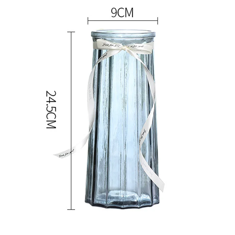 Conical colored cam vazo transparent glass vase Dried flower arrangement decorative ornaments bamboo flower vases