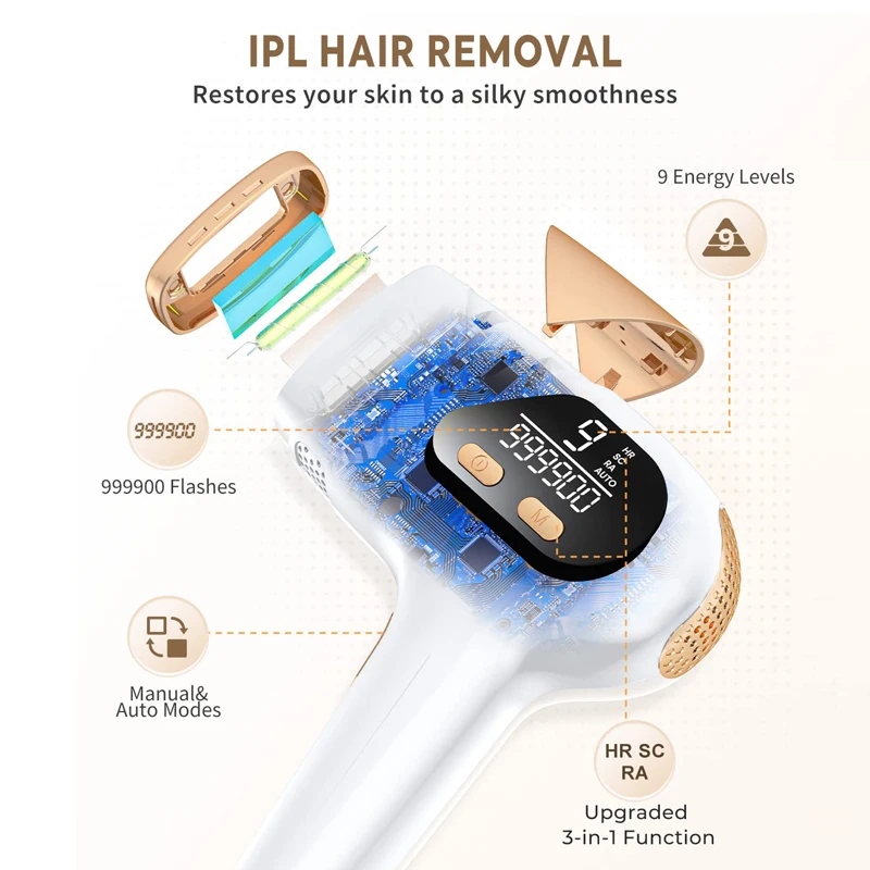 Upgrade 3 in 1 Home use Permanent laser ipl hair removal machine portable Mini painless ice cooling IGBT ipl hair removal device