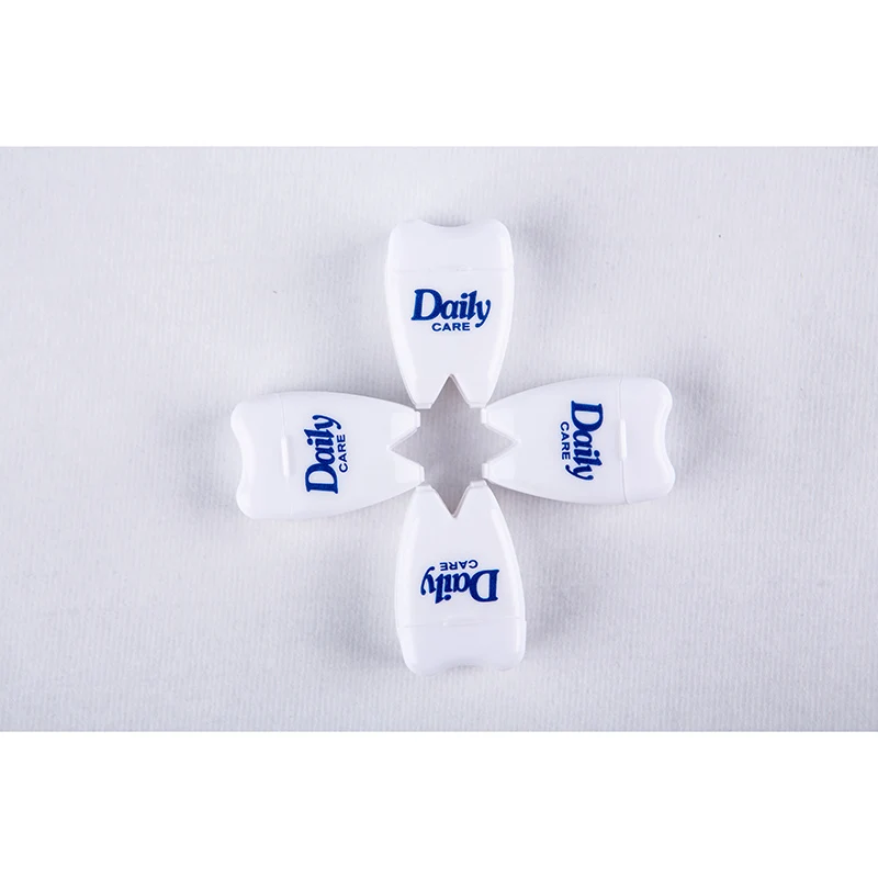 Custom Logo Printed Tooth Shape Dental Flosser Keychain 11 Yards with Blister Card or OPP Bag