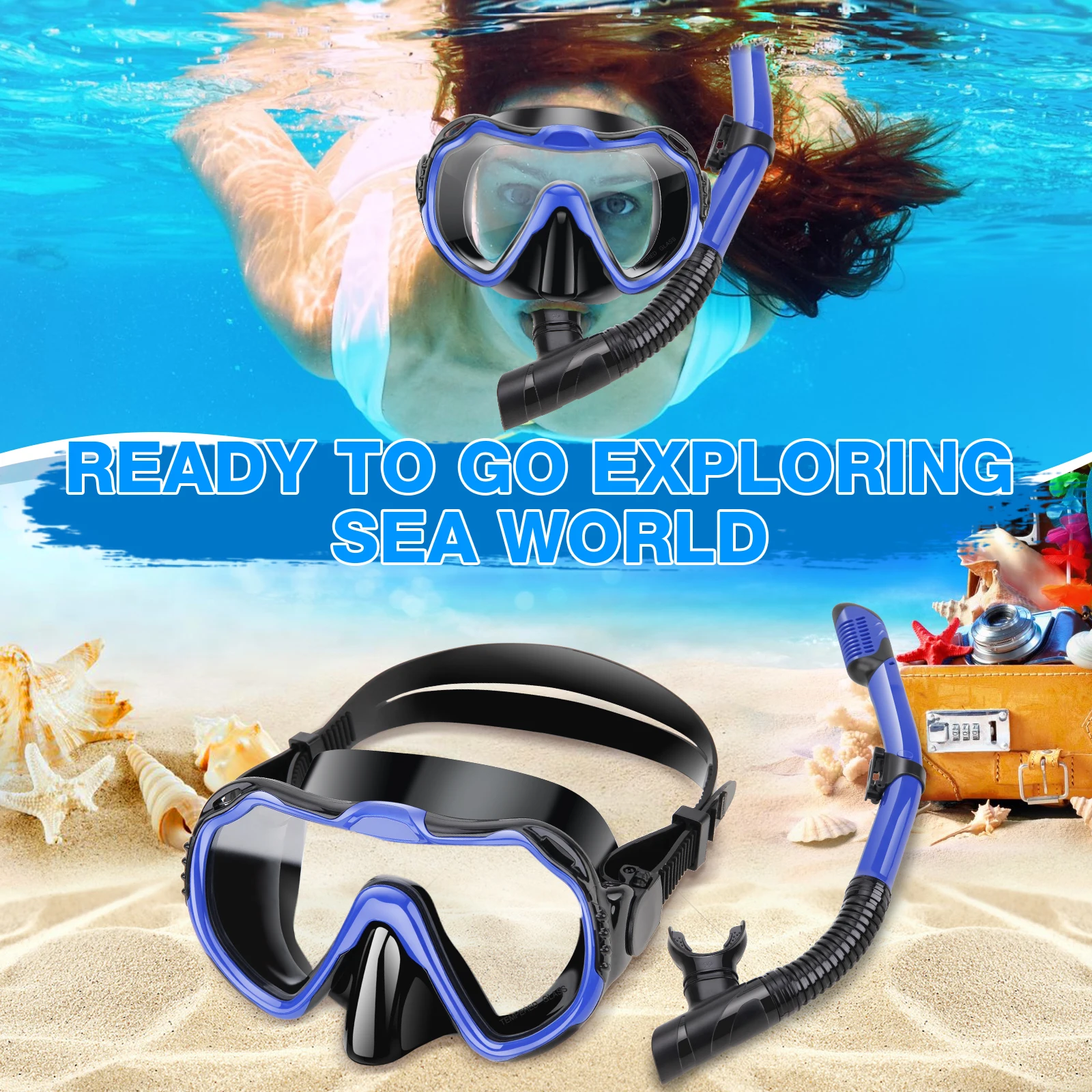 Factory Diving mask set factory tempered glass lens diving mask and snorkel set silicone diving snorkel mask set