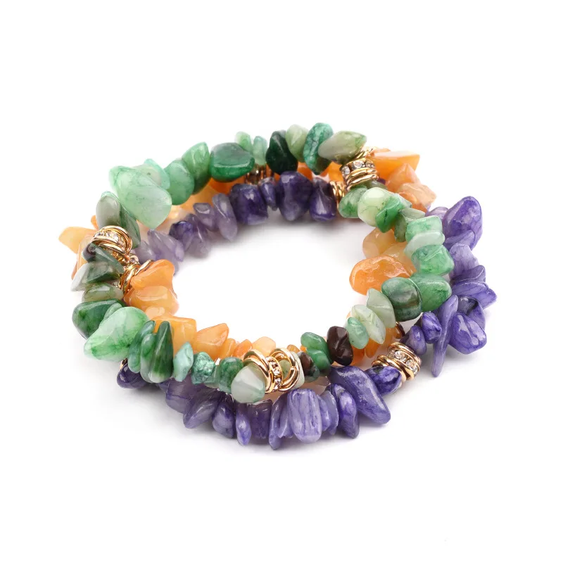 Women Natural Stone Elastic Bracelets Charm Healing Gravel Chakra Crystal Gemstone Chip Bracelet For Madam Girls