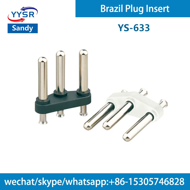 brazil plug insert(YS-633 NBR 4.0MM 10A 3-pin,3-pole,3-prong) for power adapter