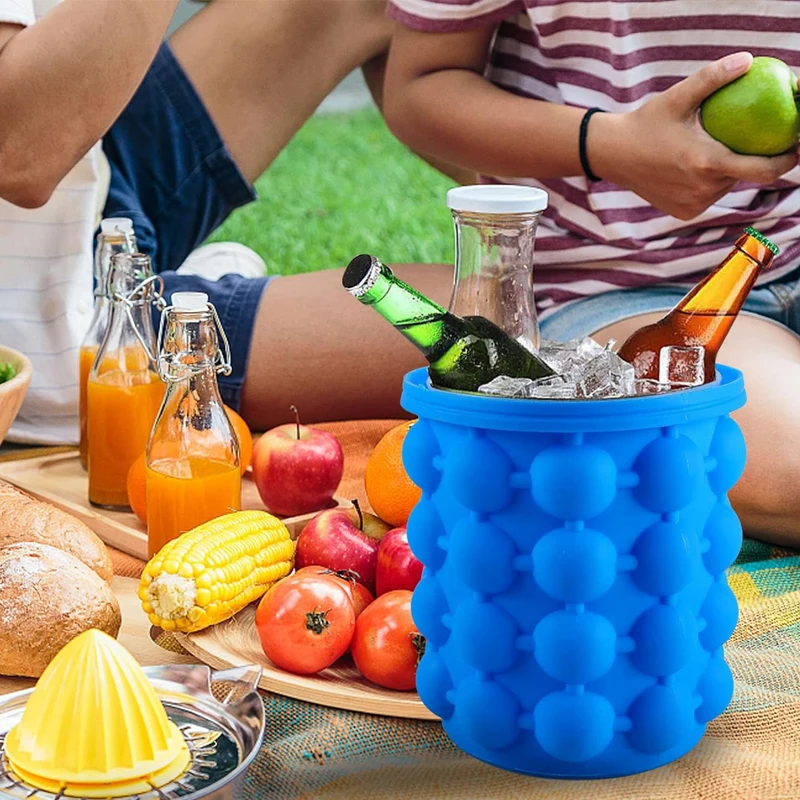 Silicone ice Cube Maker Ice Cube Mold Tray Portable Bucket Wine Ice Cooler Beer Cabinet Kitchen Tools Drinking Whiskey Freeze