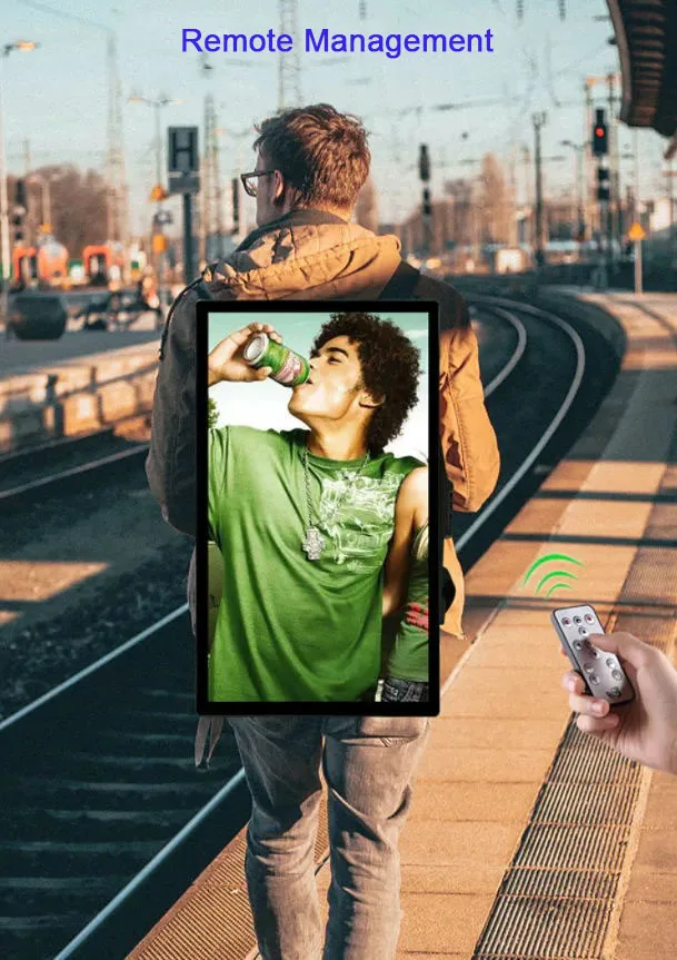 21.5 Inch Backpack Type Mobile Digital LCD Billboard Outdoor Advertising Video Player Android Capacitive Touch Human Walking SDK