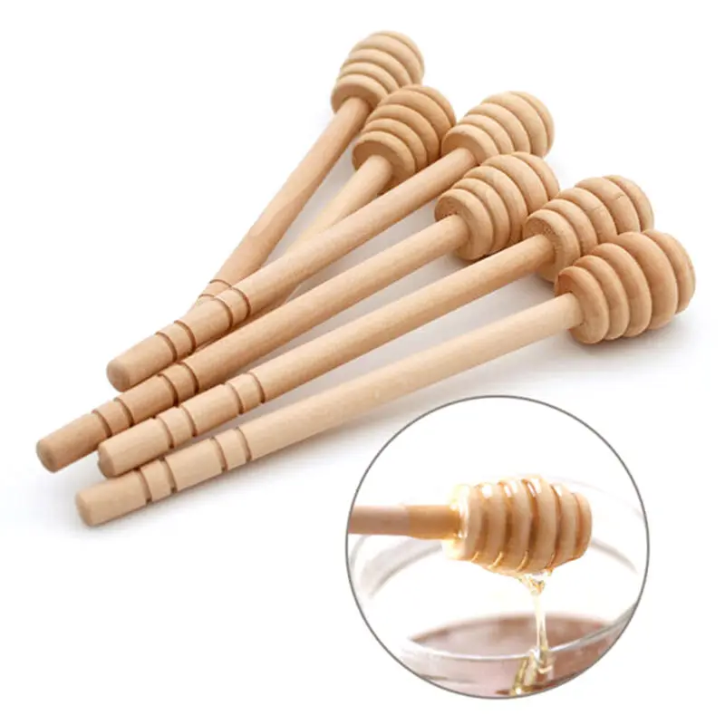 Wooden Honey Spoon Long Handle Honey Dipper Stick Wood Tea Spoon Coffee Mixing Spoon Syrup Honey Server Tea Accessories