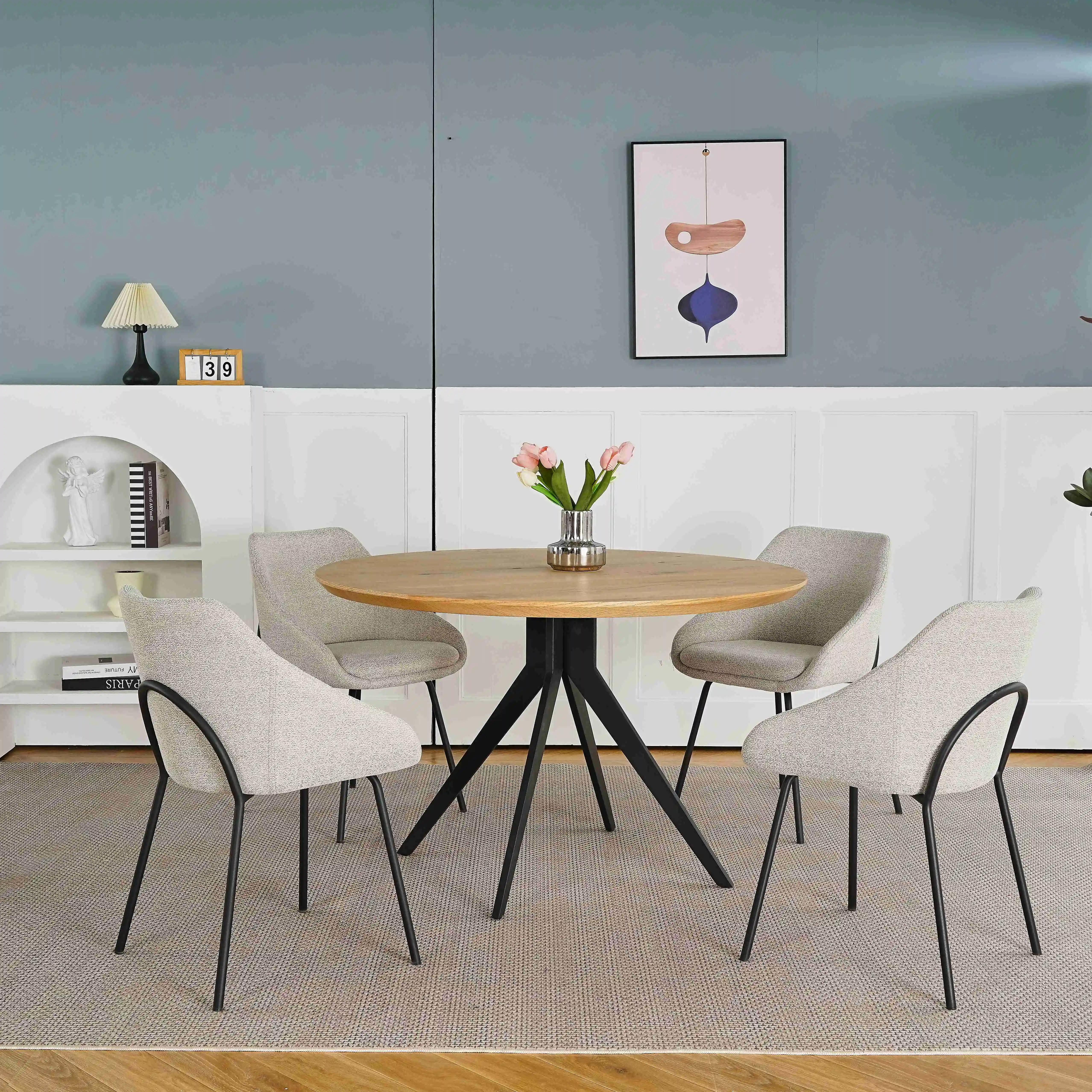 Luxury saving place round table sets leisure modern round dining tables and 4 chairs set