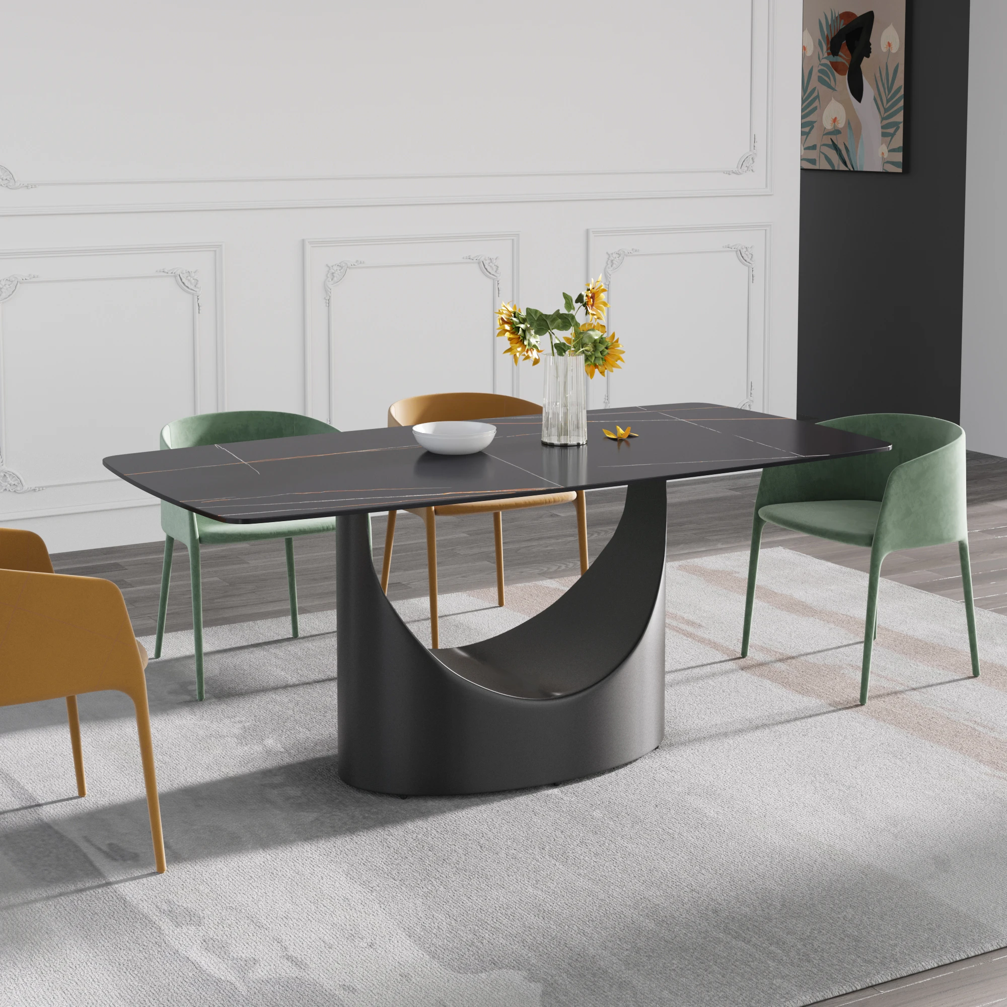 Мраморный обеденный стол ATUNUS, набор искусственных обеденных столов, современная мебель, роскошный обеденный стол из спеченного камня и стулья