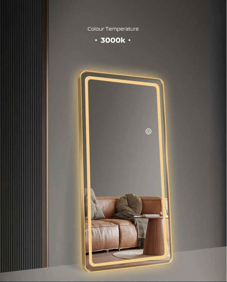 Smart aluminum mirror frame for bath room bedroom brush gold rose gold silver black