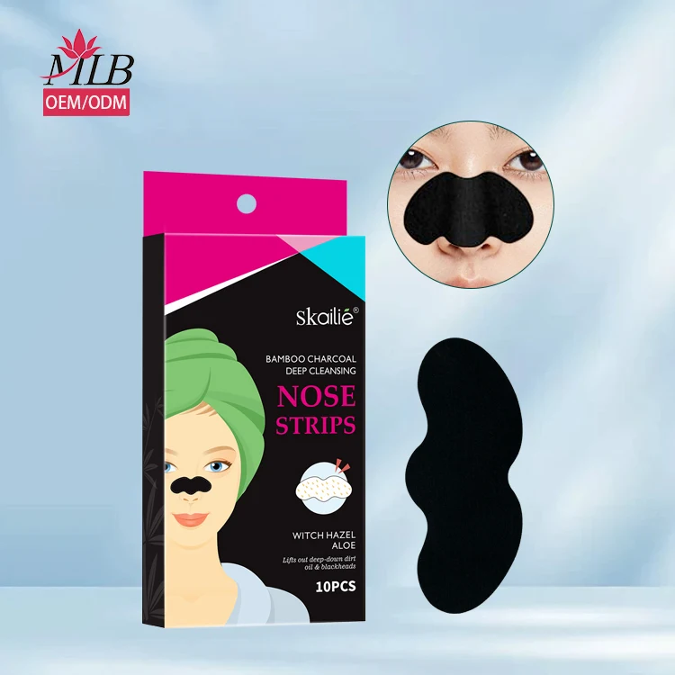 Private Label  Organic Bamboo Charcoal Deep Cleansing Blackhead Removal Peel Off Patches Pore Sharking Black Nose Strips