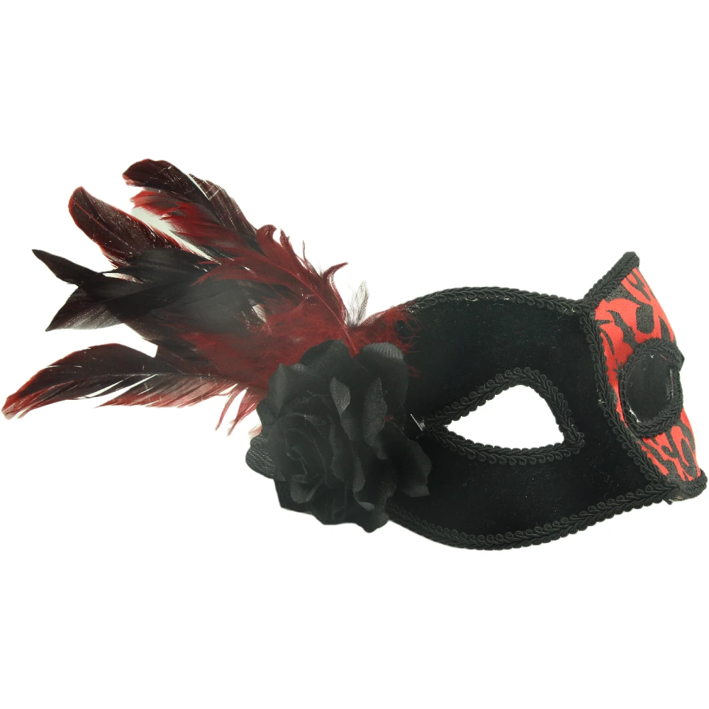 Halloween Beauty Ball Party Princess Masquerade Mask Sexy Women Dress Big Flower Eye Mask Venice Half Face Lily Feather Mask