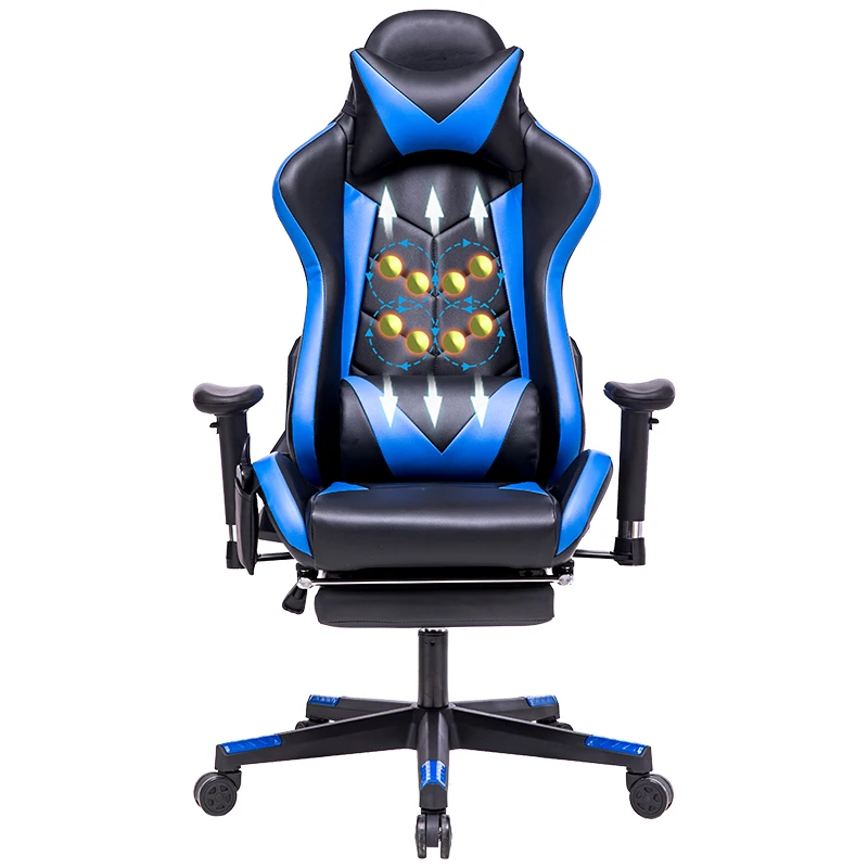 Компьютерное игровое кресло с высокой спинкой, массажный стул из искусственной кожи, игровой стол с подголовником и поддержкой поясницы, эргономичный, для игр