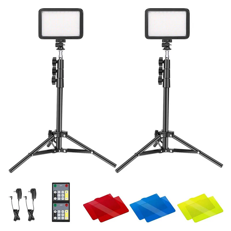 2pcs Led 4 Colors Filters Remote Control Photography Studio Shooting Square Led Video Light For Live Streaming