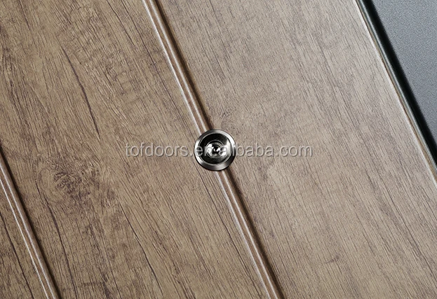 China Manufacturer Moistureproof  Fashion Embossing  Wood Colour Steel Security Main Gate Door