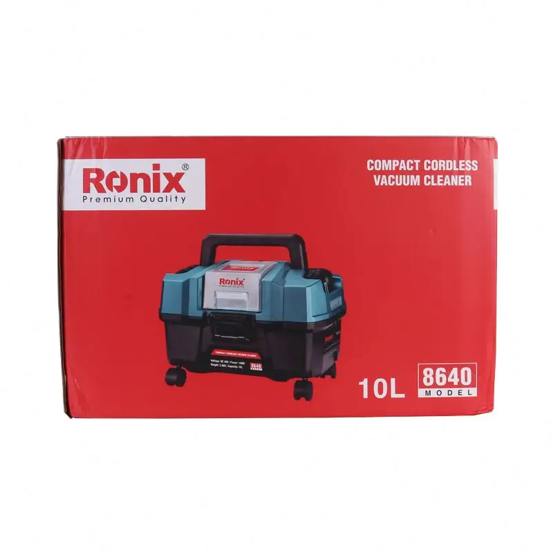 Ronix Model 8640 150W DC 20V 10L Professional Portable Handheld Wet and Dry Industrial Cordless Vacuum Cleaner