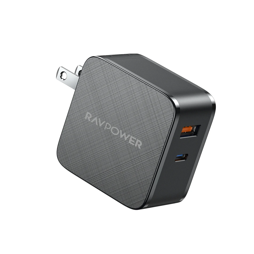 RAVPower Compact Size PD 65W GaN Tech USB C and USB-A Wall Charger Adapter PD Fast Charger