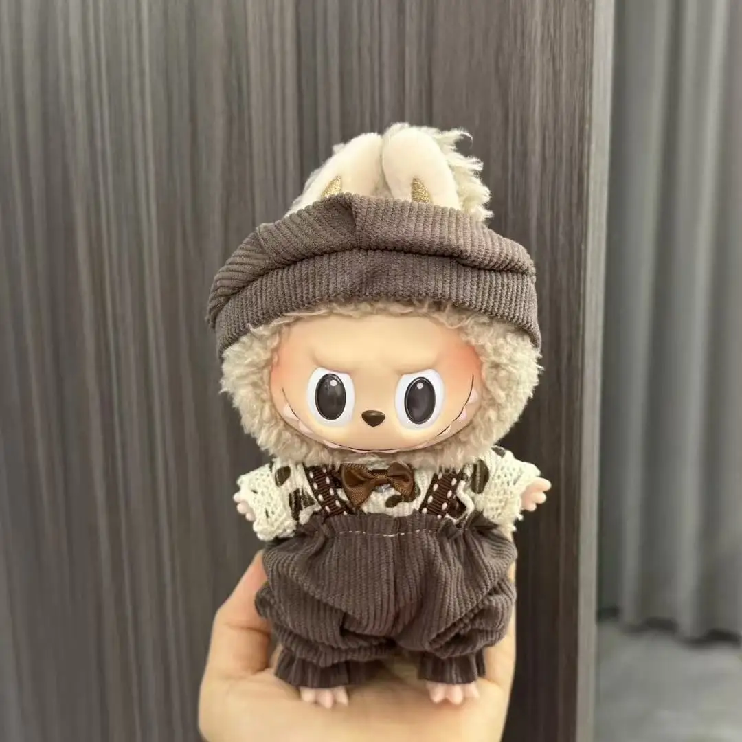 Labubu 17cm Unisex Vinyl Doll Cute Climbing Dress Plush Toy with Plastic Clothes Unisex Vinyl Dolls & Accessories