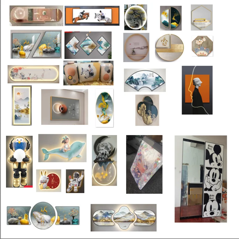 Feather mural with light diamond paintings laser engraving crystal porcelain painting wall art home decor