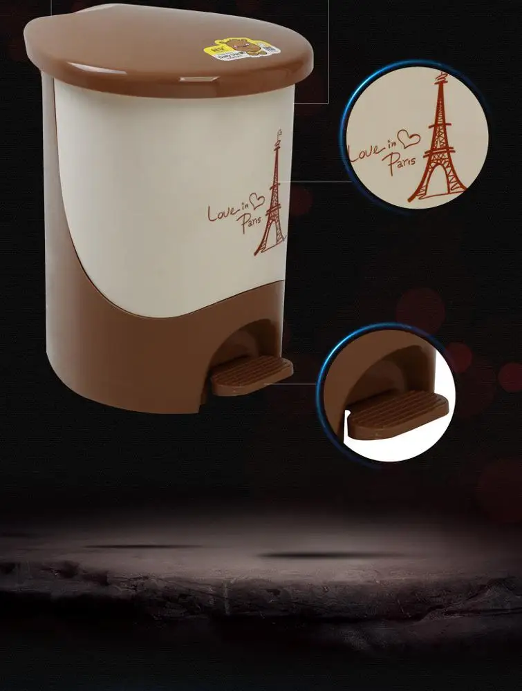 Colorful plastic hollow pattern office household small kitchen dustbin waste paper basket garbage bin