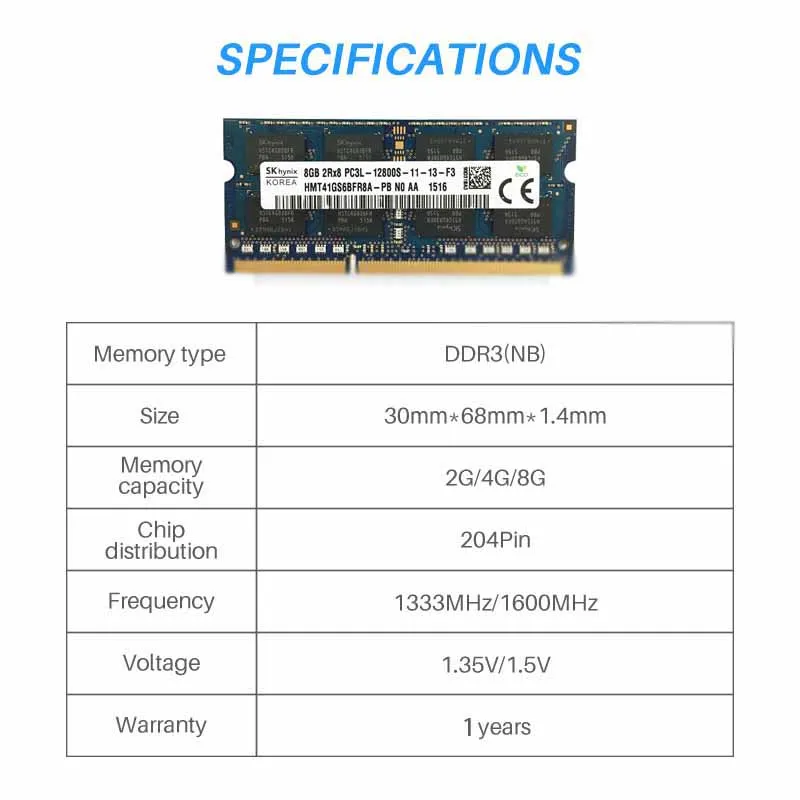 Оперативная память для ноутбука hynix оперативная ddr3 2 ГБ 4 8 1600/1333 МГц быстрая доставка с