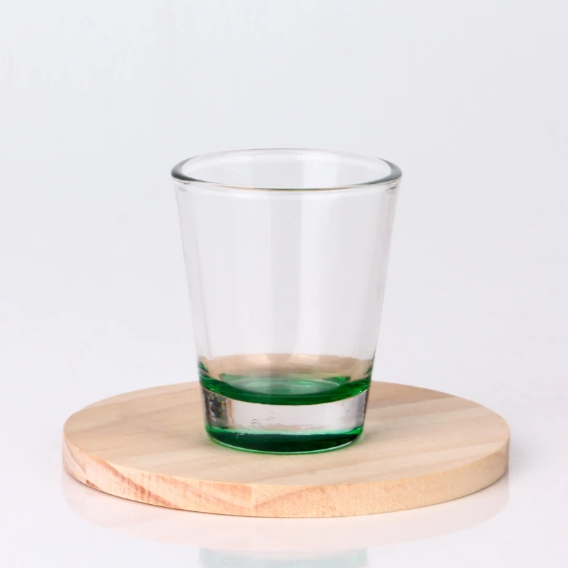 Amazon hot selling high quality stocked 2oz tequila shot glass with color at bottom