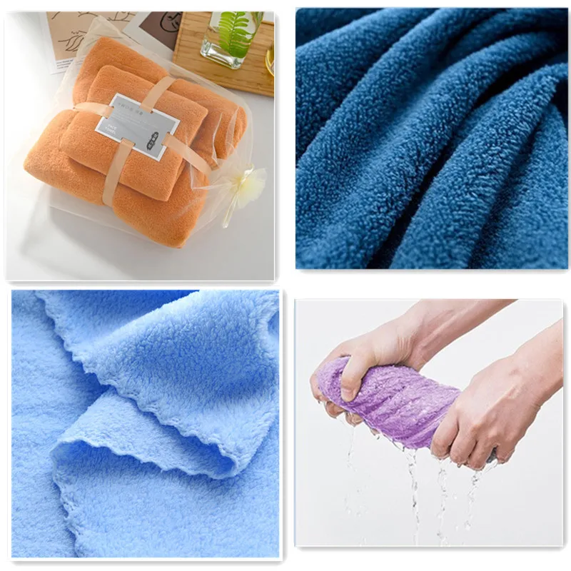 High Density coral velvet plain bath towel set men and women children home towel bath towel gift sets wholesale