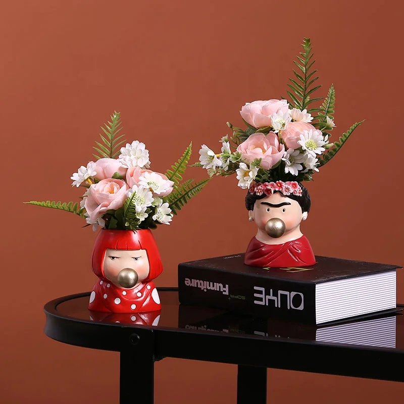 
Amazon Hot Sale Flower Pot Vendor Resin Cute Girls Boys Bubble Gum Cactus Window Box Plants Pots Small Succulent Planter Decor 