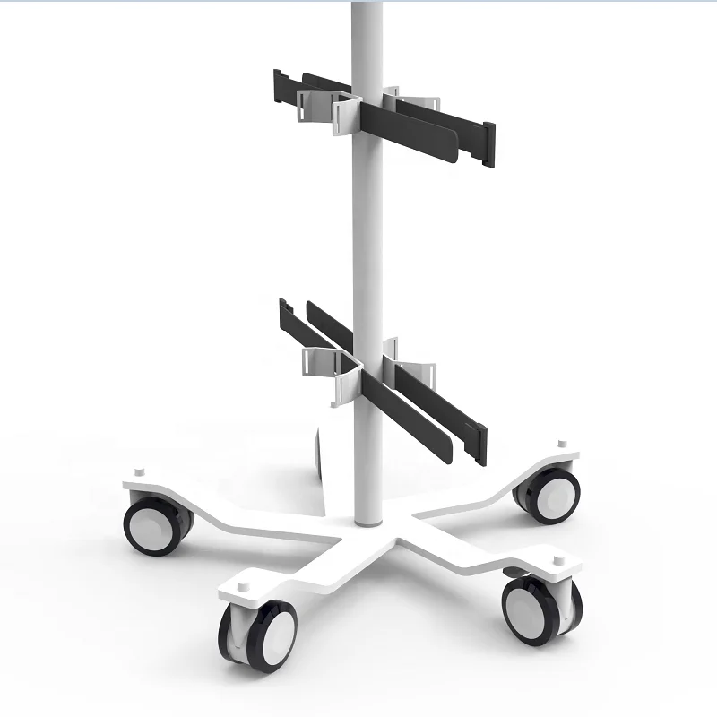 mobile stainless steel aluminum medical trolley with circuit hanger for hospital equipment medical trolley
